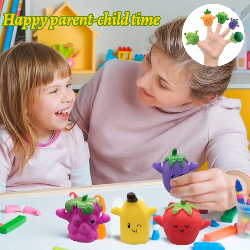 5 pcs Fruit Series And Vegetable Finger Puppets